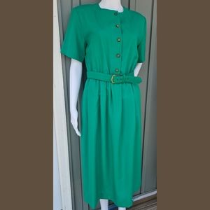 Petrina Dress, Vintage,  Green Secretary Dress, 10